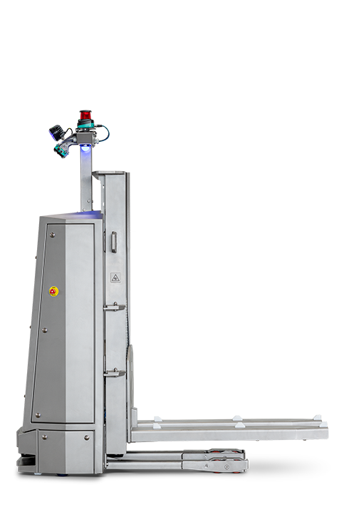 Technical Data: Autonomous high lift transport robot WEWO AGV Palletmover Stainless Steel by MOBILE ROBOTS.