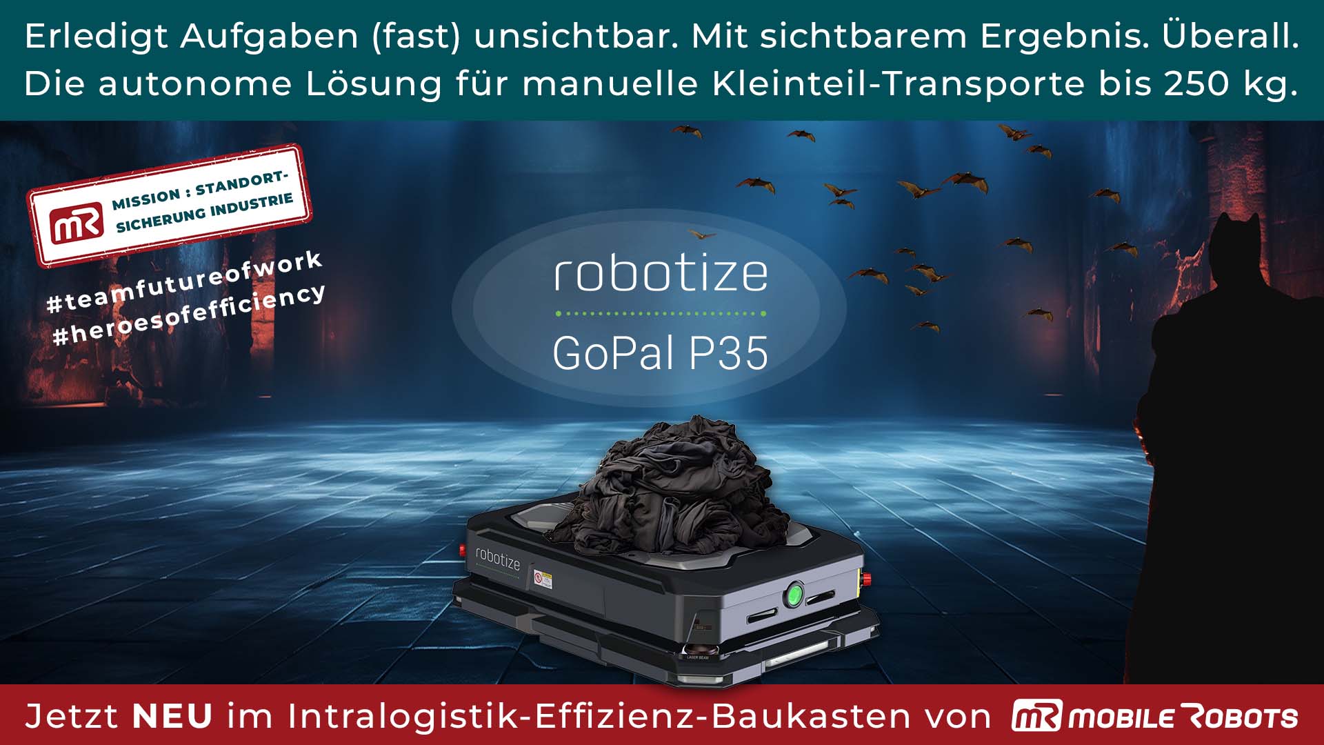 Jetzt neu bei Ihrem Integrator mR MOBILE ROBOTS: Der Robotize GoPal P35 eröffnet neue Perspektiven für Ihre autonome Intralogistik.