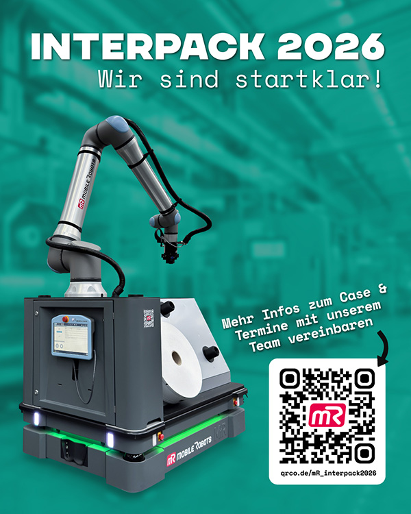 mR MOBILE ROBOTS ist im Mai 2026 mit Syntegon auf der Interpack in Düsseldorf.